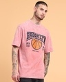 Shop Men's Pink Typography Oversized Acid Wash T-shirt-Full