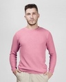 Shop Men's Pink Waffle Self Designed Slim Fit Sweater-Front