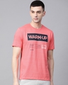 Shop Men's Pink Warm Up Typography Slim Fit T-shirt-Front