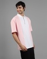 Shop Men's Pink & White Color Block Oversized Polo Zipper T-shirt-Design