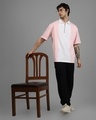 Shop Men's Pink & White Color Block Oversized Polo Zipper T-shirt