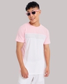 Shop Men's Pink & White Color Block T-shirt-Front