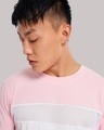 Shop Men's Pink & White Color Block T-shirt