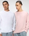 Shop Pack of 2 Men's Pink & White Oversized T-shirt-Front