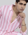 Shop Men's Pink & White Striped Slim Fit Shirt