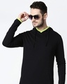 Shop Men's Plain Back Panel Full Sleeve Hoodie T-shirt(Black-Neon Green)-Front
