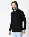 Shop Men's Plain Back Panel Full Sleeve Hoodie T-shirt(Black-Neon Green)-Design