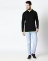 Shop Men's Plain Back Panel Full Sleeve Hoodie T-shirt(Black-Neon Green)