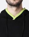 Shop Men's Plain Back Panel Full Sleeve Hoodie T-shirt(Black-Neon Green)