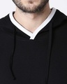 Shop Men's Plain Back Panel Full Sleeve Hoodie T-shirt(Black-White)