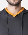 Shop Men's Plain Back Panel Full Sleeve Hoodie T-shirt(Nimbus Grey-Neon Orange)