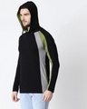Shop Men's Plain Colorblock Three Panel Full sleeve Hoodie T-shirt (Black-Meteor Grey-Woodbine Green)-Design