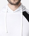 Shop Men's Plain Colorblock Three Panel Full sleeve Hoodie T-shirt (White-Black-Meteor Grey)