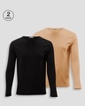 Shop Pack of 2 Men's Black & Brown T-shirt-Front