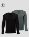 Shop Pack of 2 Men's Black & Grey T-shirt-Front