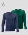 Shop Pack of 2 Men's Green & Blue T-shirt-Front
