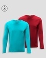 Shop Pack of 2 Men's Tropical Blue & Bold Red T-shirt-Front