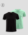 Shop Pack of 2 Men's Black & Jade Green T-shirt-Front