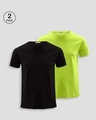 Shop Pack of 2 Men's Black & Neon Green T-shirt-Front