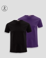 Shop Pack of 2 Men's Black & Parachute Purple T-shirt-Front