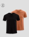 Shop Pack of 2 Men's Black & Vintage Orange T-shirt-Front