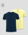 Shop Pack of 2 Men's Blue & Yellow T-shirt-Front