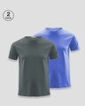 Shop Pack of 2 Men's Grey & Blue T-shirt-Front