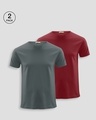 Shop Pack of 2 Men's Grey & Pink T-shirt-Front