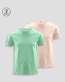 Shop Pack of 2 Men's Jade Green & Baby Pink T-shirt-Front