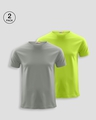 Shop Pack of 2 Men's Meteor Grey & Neon Green T-shirt-Front