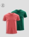Shop Pack of 2 Men's Red & Green T-shirt-Front