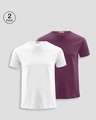 Shop Pack of 2 Men's White & Purple T-shirt-Front