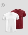 Shop Pack of 2 Men's White & Red T-shirt-Front