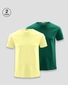 Shop Pack of 2 Men's Yellow & Green T-shirt-Front