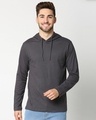 Shop Men's Plain Hoodie T-Shirt (Nimbus Grey & Black)-Design