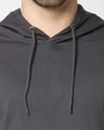 Shop Men's Plain Hoodie T-Shirt (Nimbus Grey & Black)