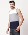 Shop Men's Plain Horizontal Three Panel Vest(White-Meteor Grey-Navy Blue)-Front