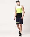 Shop Men's Plain Horizontal Three Panel Vest(White-Neon Green-Black)-Full