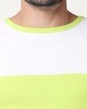 Shop Men's Plain Horizontal Three Panel Vest(White-Neon Green-Black)