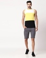Shop Men's Plain Horizontal Three Panel Vest(White-Pineapple Yellow-Black)-Full