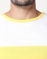 Shop Men's Plain Horizontal Three Panel Vest(White-Pineapple Yellow-Black)