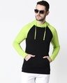 Shop Men's Plain Raglan Full Sleeve Hoodie T-shirt(Black-Neon Green)-Front