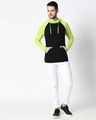 Shop Men's Plain Raglan Full Sleeve Hoodie T-shirt(Black-Neon Green)