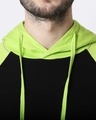 Shop Men's Plain Raglan Full Sleeve Hoodie T-shirt(Black-Neon Green)