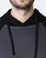 Shop Men's Plain Raglan Full Sleeve Hoodie T-shirt(Nimbus Grey -Black)