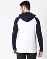 Shop Men's Plain Raglan Full Sleeve Hoodie T-shirt(White-Navy Blue)