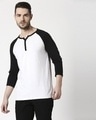 Shop Men's White & Black Henley T-shirt-Front