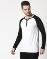 Shop Men's White & Black Henley T-shirt-Design