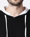 Shop Men's Plain Raw Edge Full Sleeve Hoodie T-shirt(Black-White)