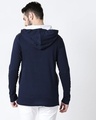 Shop Men's Plain Raw Edge Full Sleeve Hoodie T-shirt(Navy Blue-White)-Full